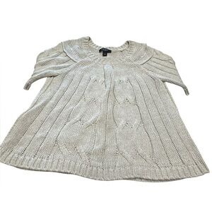 Nine West Jeans Knit Short Sleeve Cream Sweater